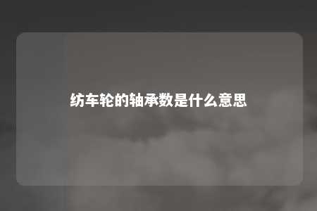 纺车轮的轴承数是什么意思 