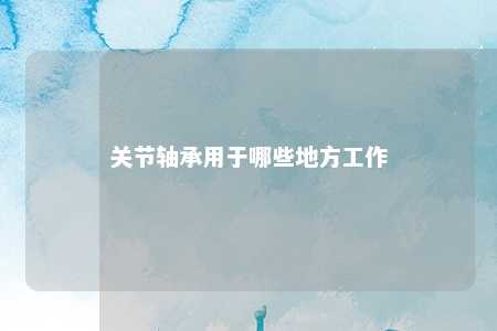 关节轴承用于哪些地方工作 