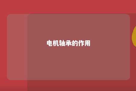 电机轴承的作用 