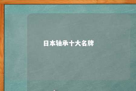 日本轴承十大名牌 