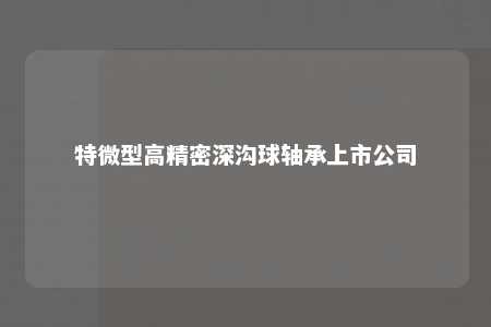 特微型高精密深沟球轴承上市公司